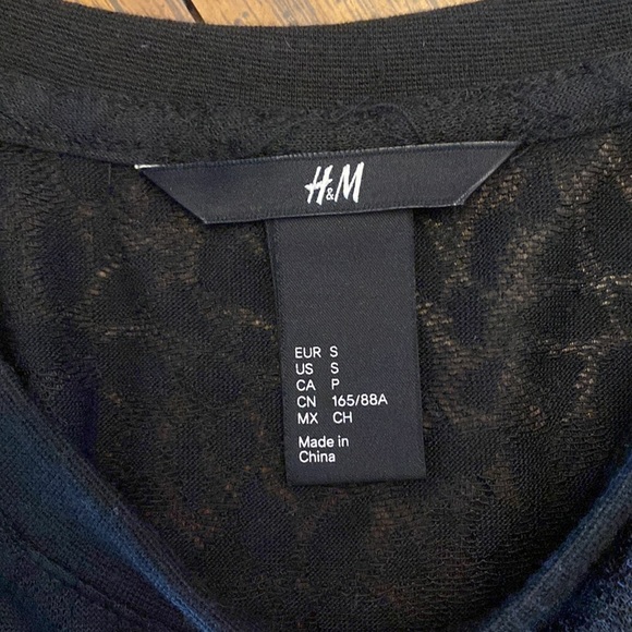 H&M Black Burnout Long Sleeved Black Top- Size Small - Picture 4 of 5